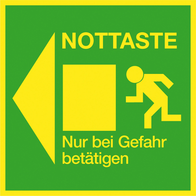 Kunststoffschild Nottaste